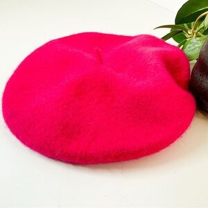 Vibrant Barbie Pink Wool Beret